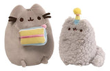 GUND Pusheen and Stormy Birthday Plush Stuffed Animals, Collector Set of 2, Gray