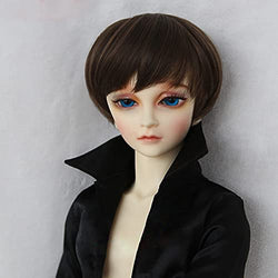 MEShape BJD Fashion Doll Wigs 1/3 High Temperature Silk Short Hair, SD Doll Making Supplies, Head Circumference 22-24cm - Coffee Color