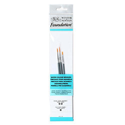 Winsor & Newton : Foundation Watercolour Brush Set : SH Round 3 & 5 Flat 1