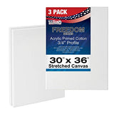 U.S. Art Supply 30 x 36 inch Stretched Canvas 12-Ounce Primed 3-Pack - Professional White Blank 3/4" Profile Heavy-Weight Gesso Acid Free Bulk Pack - Painting, Acrylic Pouring, Oil Paint