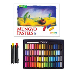 Non Toxic Mungyo Soft Pastels Set of 64 with Drawing Materials (Pastel Holder 2pcs)