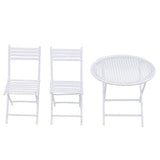 #N/A 1:12 Dolls House Miniature Furniture White Metal Round Table with 2 Chairs Set