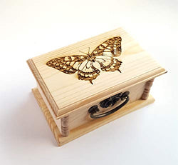 Swallowtail Butterfly Latched Wooden Box : Free Engraved Personalization