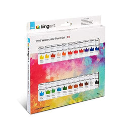 KINGART Studio Watercolor Paint, 12ml (.4oz), Set of 24 Colors, Assorted