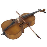 Full Size 4/4 Cello,Handmade Varnish Solid Wood Cello Kit with Bag, Bow, Rosin for Adults Student Beginners Amateurs. (Coffee)