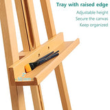 VISWIN Adjustable Height Display Easel 57" to 76", Holds Canvas up to 43", Holds 22 lbs, Beech Wood Art Easel for Painting, Easy to Assemble Floor Wooden Easel Stand for Adults, Beginners - Natural
