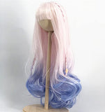 Doll Wig, 1/3, 1/6 BJD Heat Resistant Doll Hair Wig, Fiber Long Deep Curly Ombre White Pink Blue Doll Hair BJD Doll Wig Wig Accessories DIY Toy,1/3