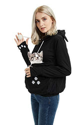 Womens Pet Carrier Shirts Kitten Puppy Holder Animal Pouch Hood Sweatshirt XL