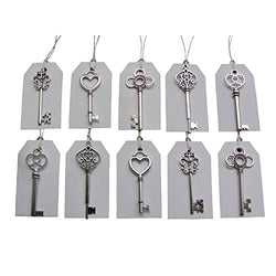 SL crafts Mixed 50pcs Antique Silver Skeleton Keys & 50 pcs White Tags Key Charms Pendants