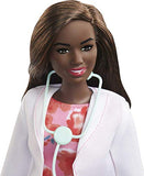 Barbie Doctor Doll (12-in/30.40-cm), Brunette Hair, Curvy Shape, Doctor Coat, Print Dress, Stethoscope Accessory, Great Toy Gift for Ages 3 Years Old & Up