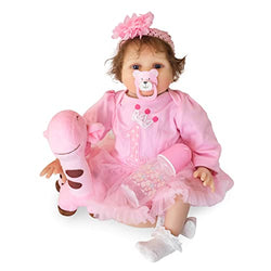Asmork Lifelike Reborn Baby Dolls Girl, Realistic 22 Inch Weighted Newborn Baby Dolls, Soft Silicone Baby Doll with Clothes and Toy Accessories, Kids Gift or Playmate for Age 3+ (Elva-22 Inch)