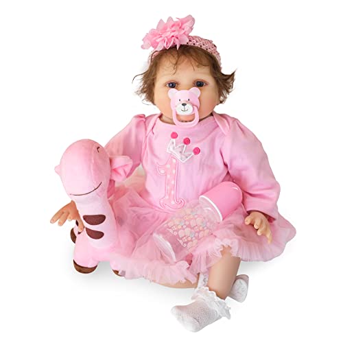 SCOM Lifelike Reborn Baby Dolls Girl - 19 Inch Realistic Newborn Baby Dolls  That Look Real Soft Weighted Sleeping Baby Dolls Gift Set for Kids Age 3+