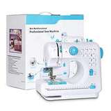 Mini Sewing Machine for Beginner, Portable Sewing Machine, 12 Built-in Stitches Small Sewing Machine Double Threads and Two Speed Multi-function Mending Machine with Foot Pedal for Kids, Women (Blue)