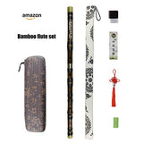 C Key Dizi Black Bamboo Flute with Free Membrane & Glue & Protector Set Traditional Chinese Instrument (Key of C/Black Bamboo)