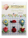 Buttons Galore Spring Fling Craft & Sewing Buttons - Flowers & Ladybugs - Set of 3 Cards