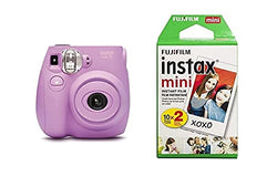 Fujifilm Instax Mini Lavender 7S Instant Camera with Film Twin Pack White (Renewed)