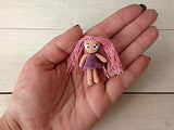 Miniature Art Doll, Amigurumi Hand Croched with Painted Eyes Removable Dress