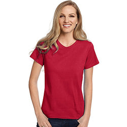 Hanes Relaxed Fit Women's ComfortSoft V-Neck T-Shirt Deep Red