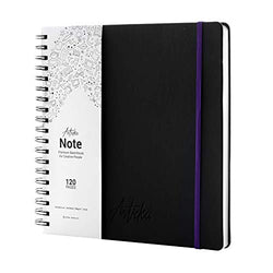 Articka Note Spiral Bound Hardcover Sketchbook – Square Hardbound Sketch Journal - 10x10 Inch Art Book - 120 Pages - Elastic Closure - 180GSM Premium Paper - Ideal for Pencils, Graphite, Charcoal, Pen