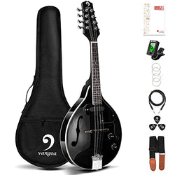 Vangoa Mandolin Musical Instrument Acoustic Electric Mahogany A Style for Beginners, Black