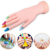 18 Pieces Fake Hand Manicure Practice Tool Includes 16 Pieces Nail Art Practice Fingers and 2 Pieces Flexible Bendable Practice Hand for Manicure Nail Art Training Display