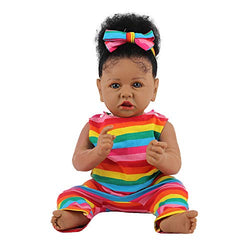 HOOMAI Lifelike Reborn Baby Dolls with Soft Body African American Realistic Girl Doll 22.8 Inch Best Birthday Gift Set
