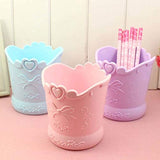 Lannmart Cute Cartoon Bow Pen Holder Candy Color Kawaii Pink Pencil Organizer Box Stand Container