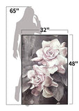 Lamplig Pink and Gray Wall Art Flower Canvas Large Rose Hand Painted Oil Paintings Framed Modern Floral Artwork Wall Picture Art Decor for Living Room Bedroom 32x48 Inch