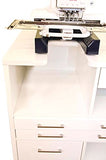 Arrow 9301J Ava Embroidery Multi-Needle Sewing Cabinet for Janome Machines, Portable with Wheels, White Finish