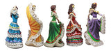 Ebros Set of 5 Day of The Dead Colorful Gowns Traditional Dancer Statues Sugar Skull Vivas