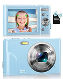 Kids Camera, Lecran Digital Camera Autofocus 1080P 48MP Vlogging Camera with 16X Digital Zoom, LCD Screen, Compact Portable Mini Toy Cameras Gift for Students, Teens, Kids, Girls, Boys (Sky Blue)