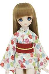 Petite Marie Japan for 1/4 Doll 16 inch 40cm MDD (Mini Dollfie Dream) MSD BJD Mini Kimono Hikara Kogiku Chirimen White Red Belt [No.0083] Clothes Only not Include Doll