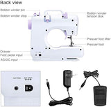 Mini Sewing Machine Electric Overlock Sewing Machines - Small Household Sewing Handheld Tool (12 Stitches, 2 Speeds, Foot Pedal)