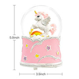 Unicorn Snow Globe Music Box- Anniversary Birthday Valentine for Wife Girlfriend Musical Box with Lights Present to Daughter Mom Kids Play Castle in The Sky