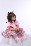 24 Inch 60cm Reborn Toddler Dolls Soft Silicone Vinyl Handmade Similar Realistic Fashion Newborn Doll Child Toy for Birthday Xmas Gift Crafted Pink Clothes