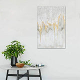 TRAIN2 ART Hand Painted Abstract Oil Painting Wall Art on Canvas, Art Poster Wall Picture Painting for Living Room Sofa Decoration Gold and Gray 24"X36"