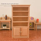 LuDa 1:12 Scale Doll House Wood Cabinet Bookshelf Model Baby Doll Living Room