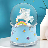 Unicorn Snow Globe Music Box - Birthday Christmas Valantine Anniversary Gife Musical Box with Led Light Present for Wife Girlfriend Daughter Son Mom Kids Melody Canon