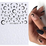 6 Sheets Spring Nail Stickers Star Moon Star Mango Love Heart Smiley Face Flame Butterfly French Elegant Sensual Nail Art Stickers 3D Adhesive-Backed Nail Decals Women Girls Nail Decorations