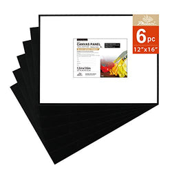 PHOENIX Black Painting Canvas Panel Boards - 12x16 Inch/6 Pack - 1/8 Inch Deep Artist Canvas for Oil & Acrylic Paint, Collages, Advertising Poster & Decorating Projects