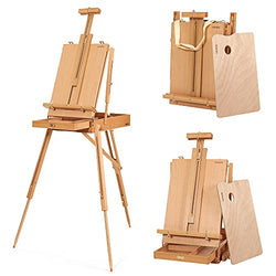 VISWIN French-Style Easels, Holds Canvases Up to 34", Studio & Field Sketch Box Easel with Level Instrument & Scale Leg, Beech Wood Portable French Easel Stand for Painting, Sketching