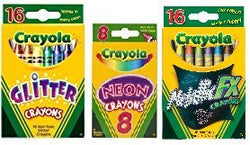 Crayola Crayon Bundle - 1 Metallic (16 ct) 1 Glitter (16 ct) 1 Neon (8 ct)