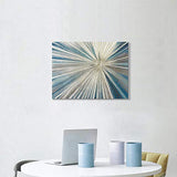 Abstract Painting Artwork Picture Canvas: Gray & Blue Art with Gold Foil Painted Contemporary Rays Wall Art on Canvas (24"W x 18"H,Multi-Sized)