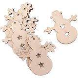 click-me 20Pcs Christmas Wooden Snowman Ornaments Hanging Cutouts Unfinished Wood Slice for Kids