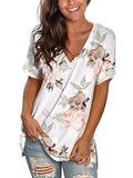 Womens Tshirts Short Sleeves Cute Juniors Tops Beach Printed Tunics Side Split S