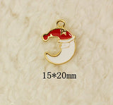 19pcs Mixed Christmas Charm Enamel Gold Toned Rhinestone Inlaying Pendant for DIY Jewelry Making