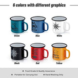 TeamFar Coffee Mug, 16 oz Multi Colors Enamel Tea Mug Set of 6, Camp Drinking Cups with Patterns for Milk Tea Beer, Non-Toxic & Portable, Lightweight & Durable, Wide Handle & Smooth Rim, Easy Clean