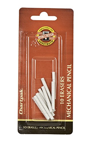 Koh-I-Noor Mephisto Mechanical Pencil Eraser Refills, White, 10 Per Pack (5035EBC.57)