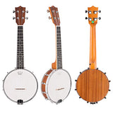 Mulucky 4 String Banjo Ukulele Concert 23 inch With Truss Rod Gig Bag Tuner String Strap Picks - BU806