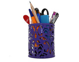 EasyPAG 2 Pcs 3-1/4 inch Dia x 3-3/4 inch High Round Floral Pencil Holder Purple